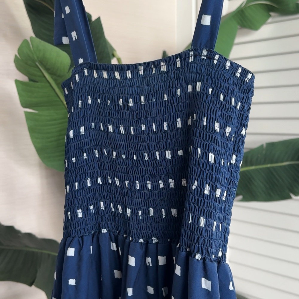 Printed Smocked Ruffle Maxi Dress